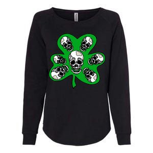 Irish Shamrock Clover Skulls Womens California Wash Sweatshirt