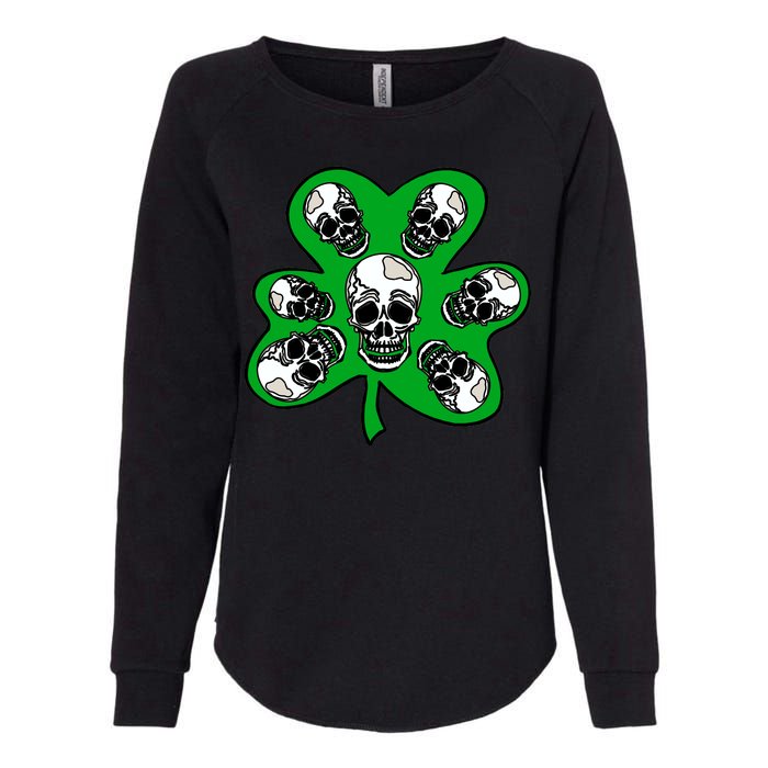 Irish Shamrock Clover Skulls Womens California Wash Sweatshirt