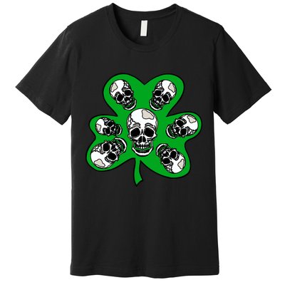 Irish Shamrock Clover Skulls Premium T-Shirt