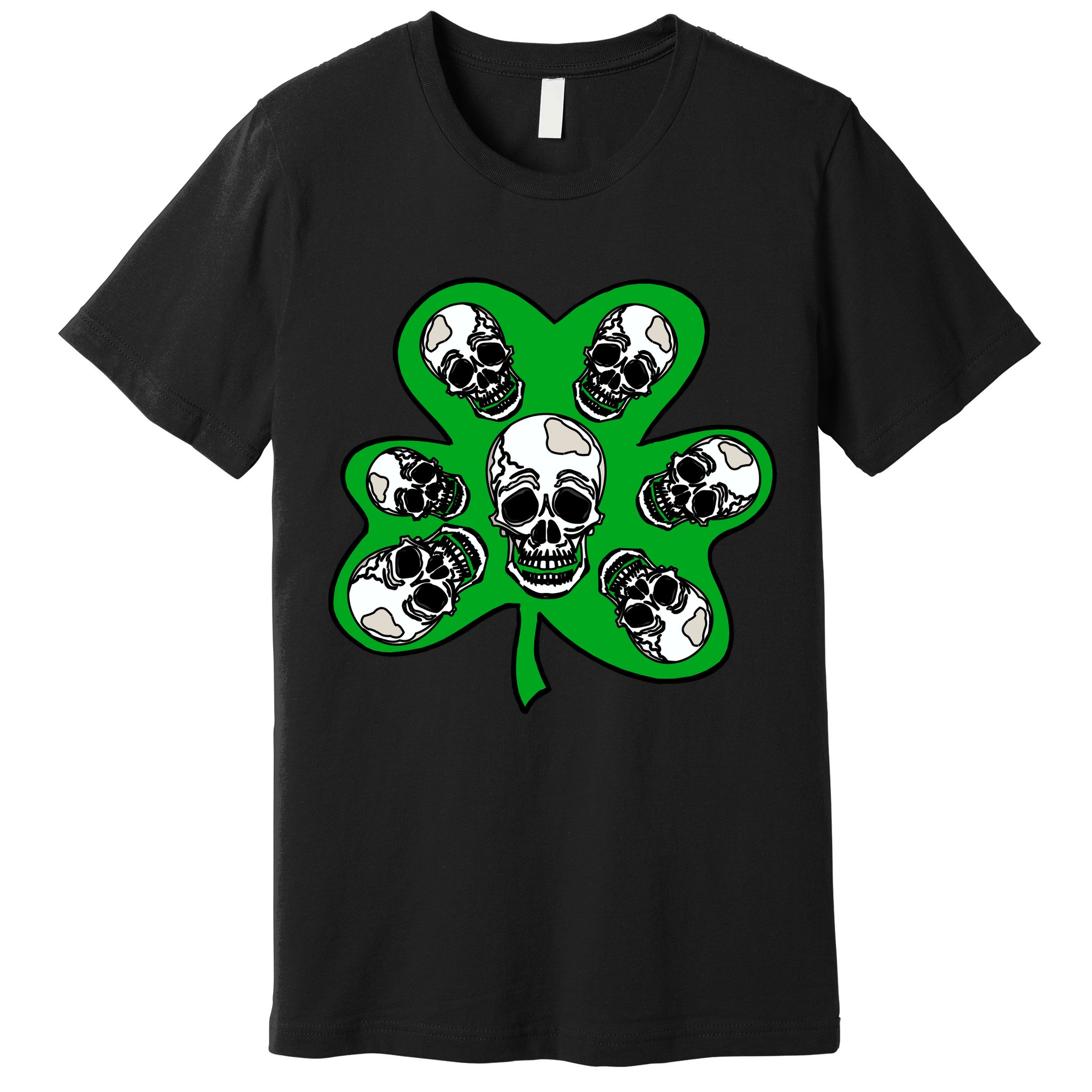 Irish Shamrock Clover Skulls Premium T-Shirt
