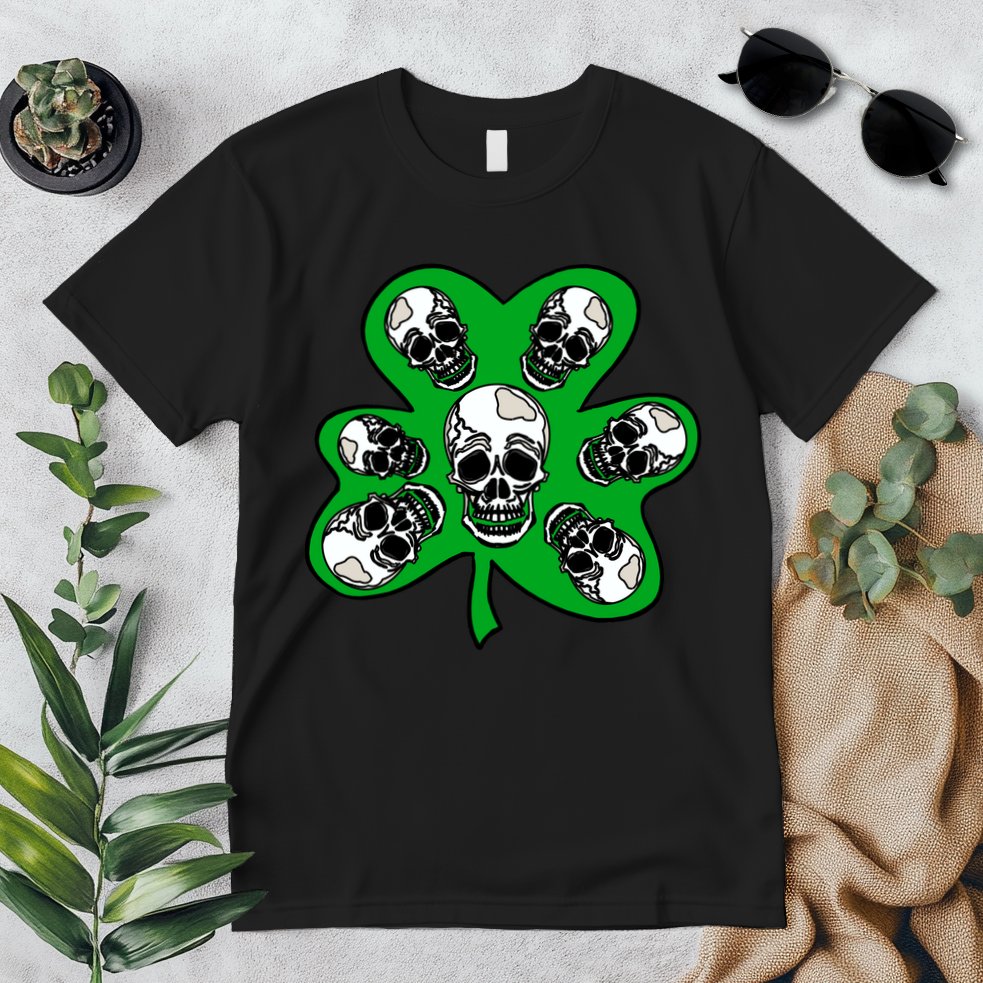 Irish Shamrock Clover Skulls Premium T-Shirt