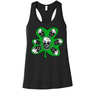 Irish Shamrock Clover Skulls Women's Racerback Tank