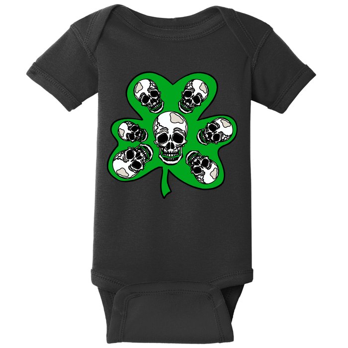 Irish Shamrock Clover Skulls Baby Bodysuit