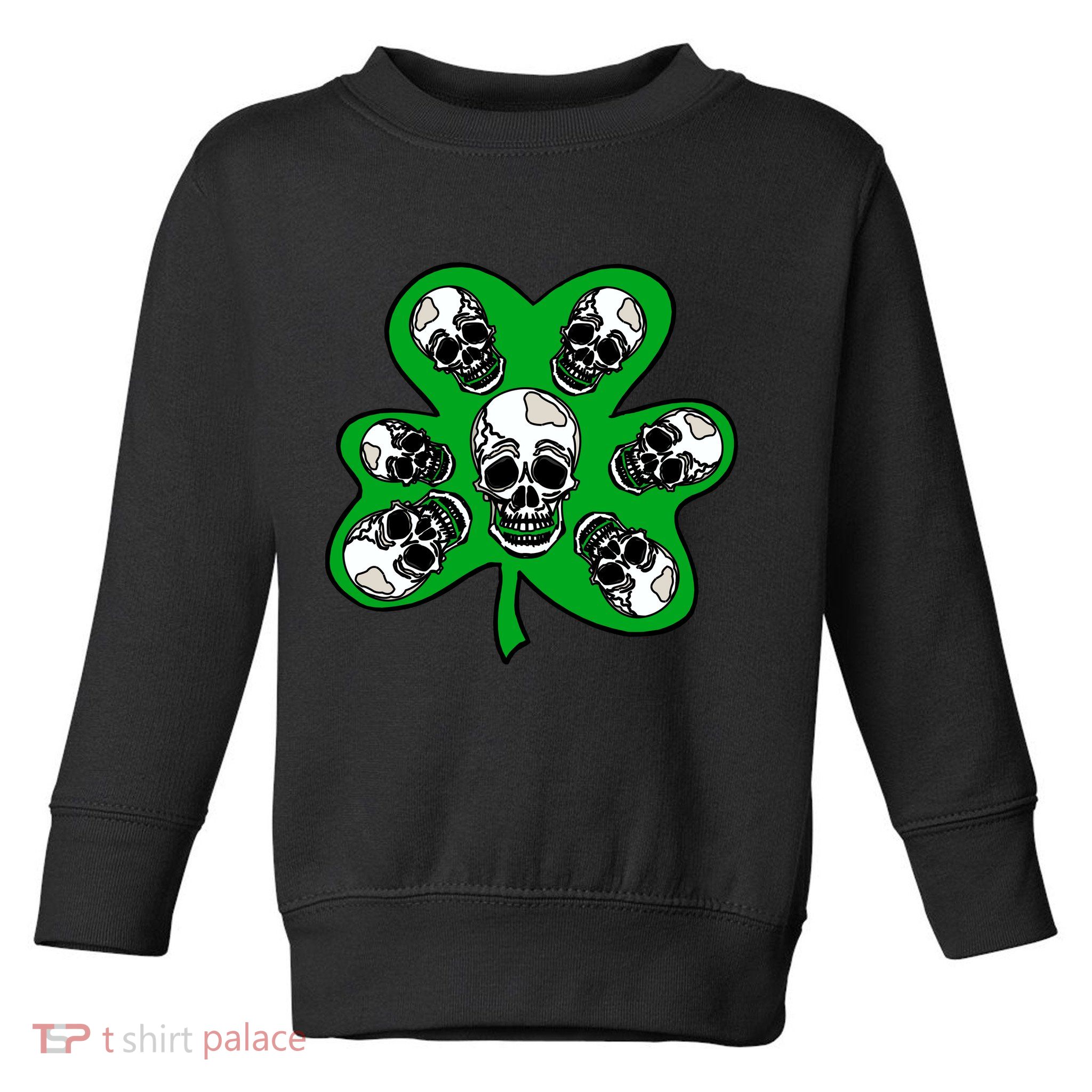 Irish Shamrock Clover Skulls Toddler Sweatshirt