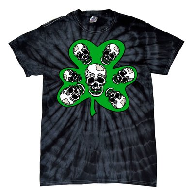 Irish Shamrock Clover Skulls Tie-Dye T-Shirt