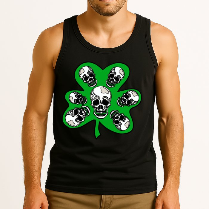 Irish Shamrock Clover Skulls Tank Top