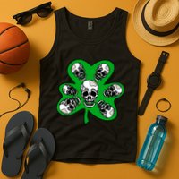Irish Shamrock Clover Skulls Tank Top