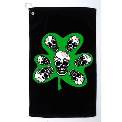 Irish Shamrock Clover Skulls Golf Towel