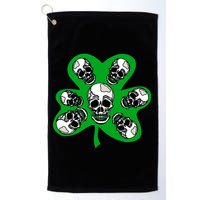 Irish Shamrock Clover Skulls Golf Towel