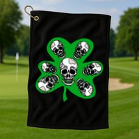 Irish Shamrock Clover Skulls Golf Towel