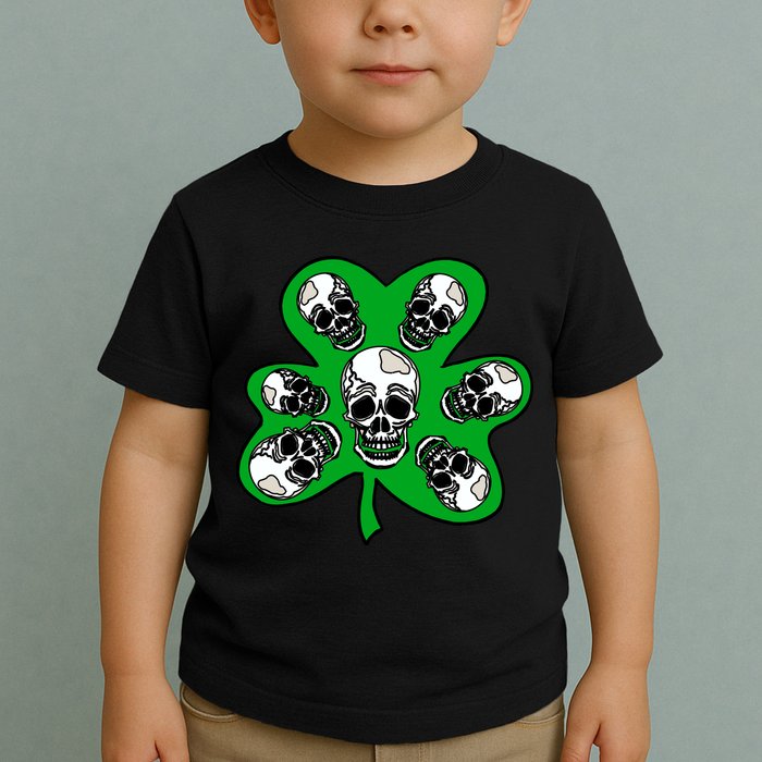 Irish Shamrock Clover Skulls Toddler T-Shirt