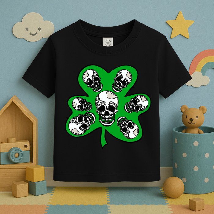 Irish Shamrock Clover Skulls Toddler T-Shirt