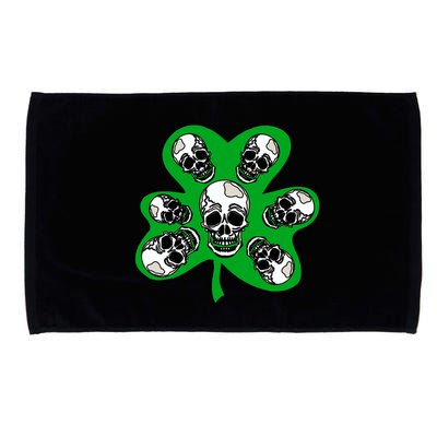 Irish Shamrock Clover Skulls Microfiber Hand Towel