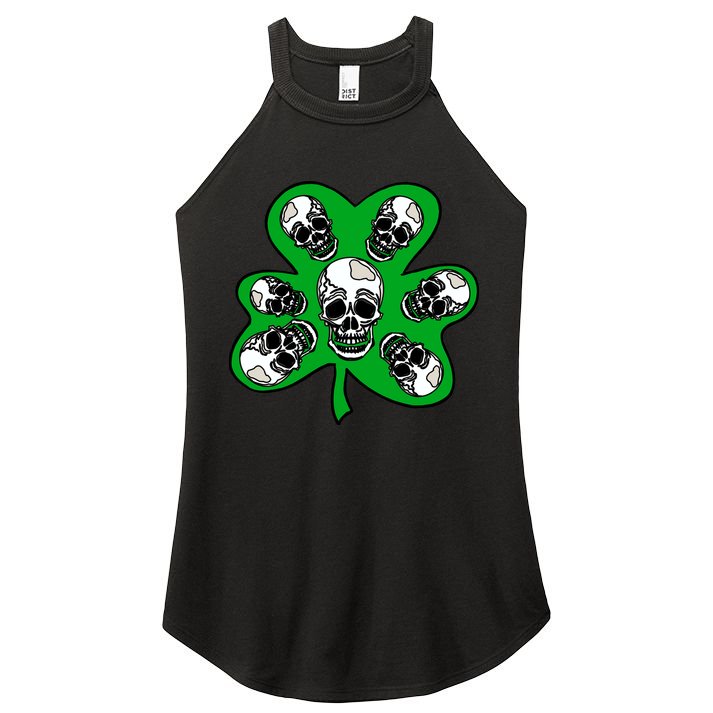 Irish Shamrock Clover Skulls Women's Perfect Tri Rocker Tank