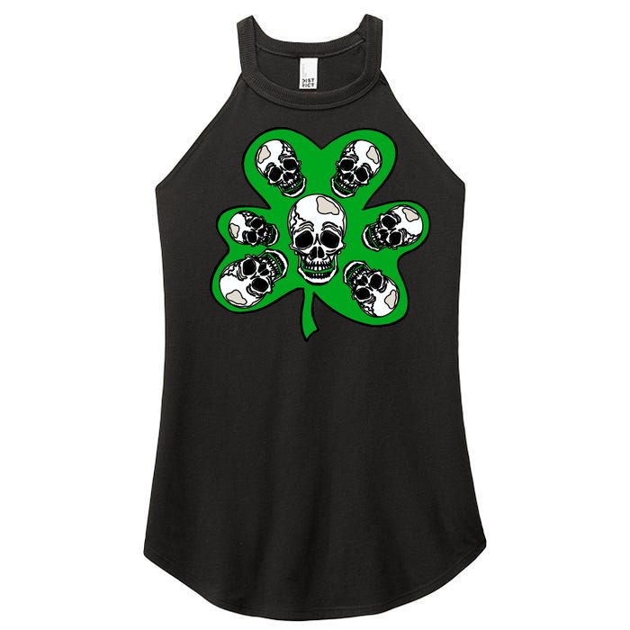 Irish Shamrock Clover Skulls Women's Perfect Tri Rocker Tank