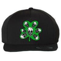 Irish Shamrock Clover Skulls Wool Snapback Cap