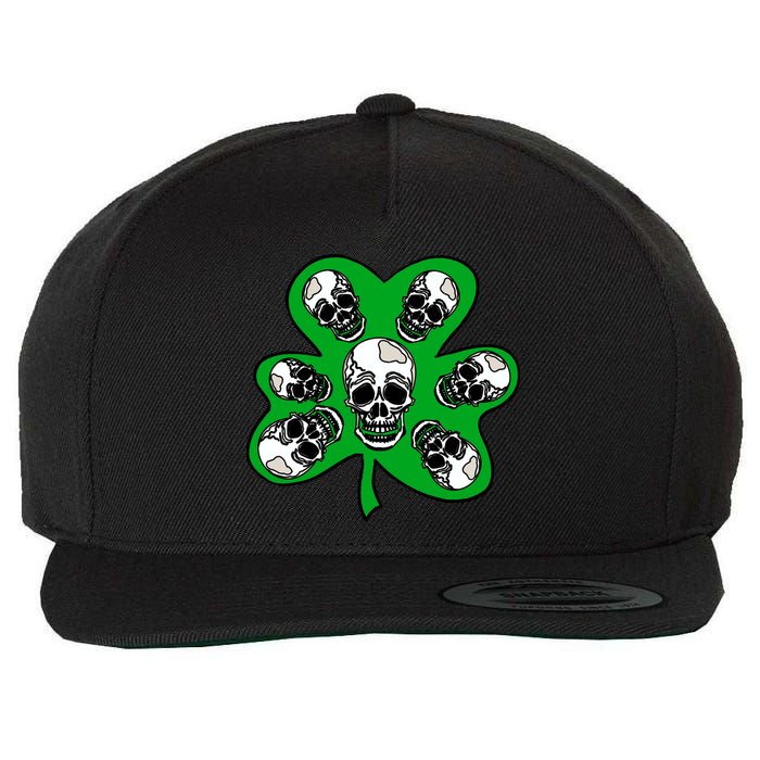 Irish Shamrock Clover Skulls Wool Snapback Cap