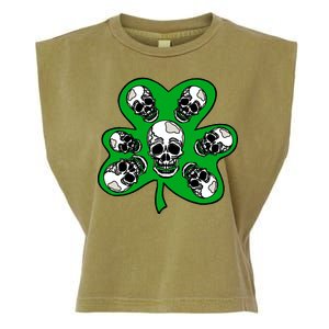 Irish Shamrock Clover Skulls Garment-Dyed Women's Muscle Tee