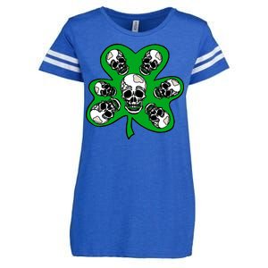 Irish Shamrock Clover Skulls Enza Ladies Jersey Football T-Shirt