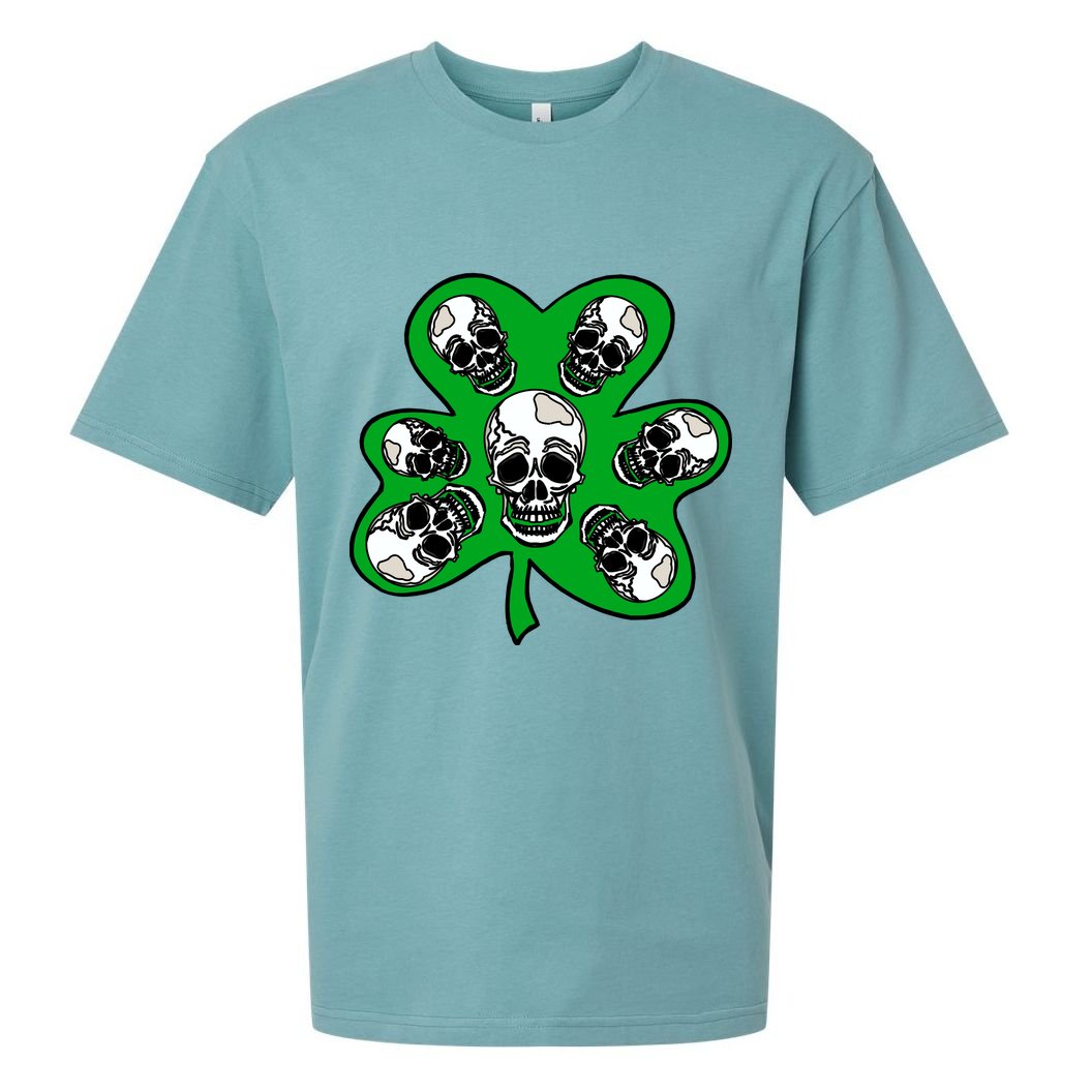 Irish Shamrock Clover Skulls Sueded Cloud Jersey T-Shirt