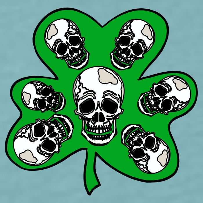 Irish Shamrock Clover Skulls Sueded Cloud Jersey T-Shirt