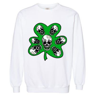 Irish Shamrock Clover Skulls Garment-Dyed Sweatshirt