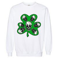 Irish Shamrock Clover Skulls Garment-Dyed Sweatshirt