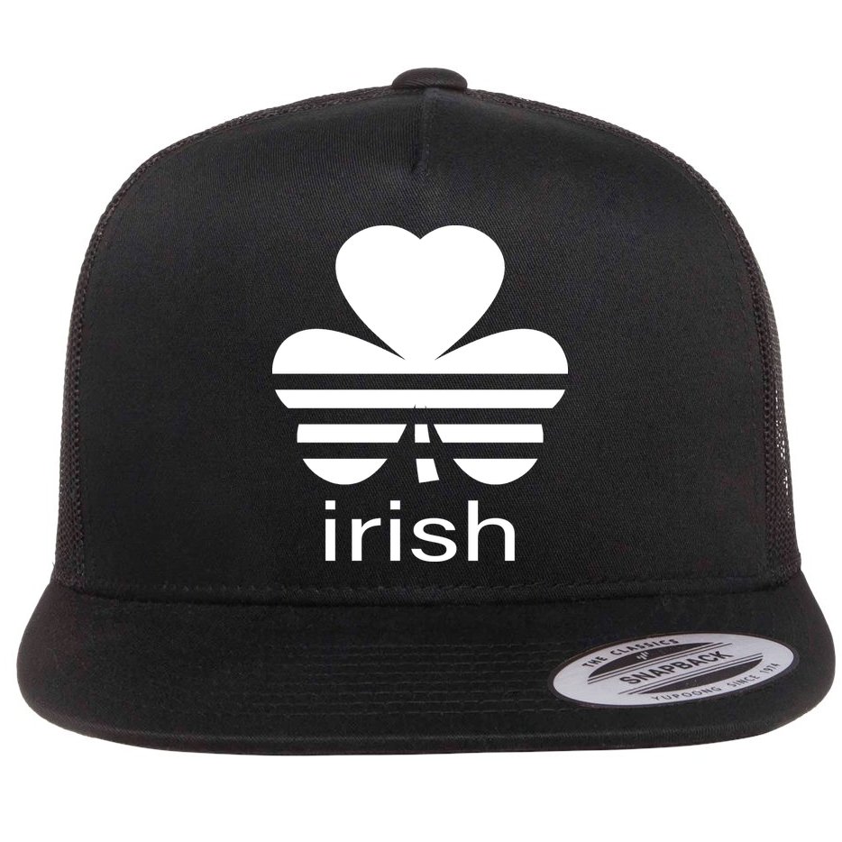 Irish Shamrock Logo Flat Bill Trucker Hat
