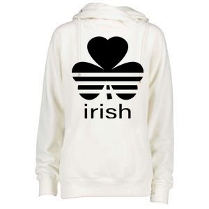 Irish Shamrock Logo Womens Funnel Neck Pullover Hood