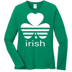 Irish Shamrock Logo Ladies Long Sleeve Shirt