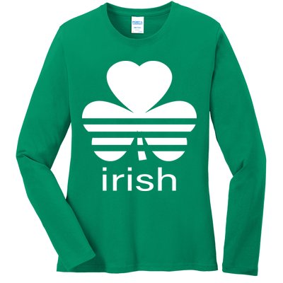 Irish Shamrock Logo Ladies Long Sleeve Shirt