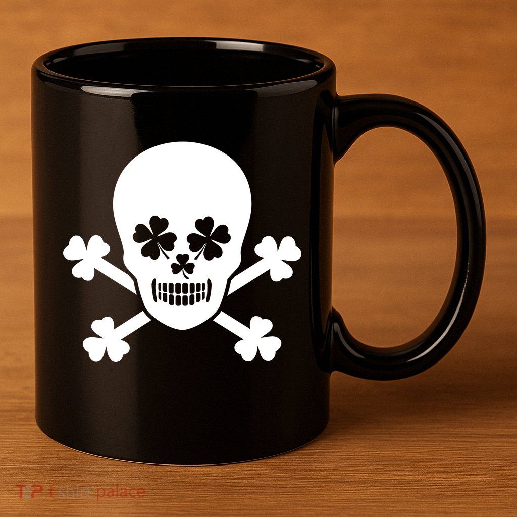 Irish Shamrock Skull 11oz C Handle Ceramic Mug
