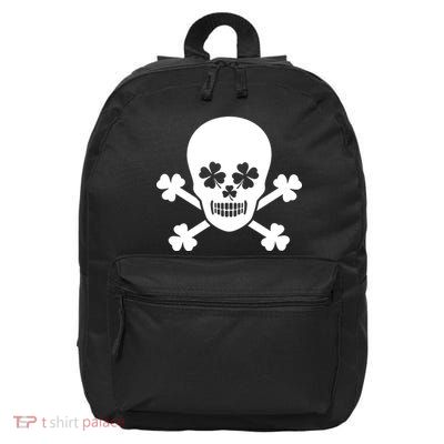 Irish Shamrock Skull 16 in Basic Backpack
