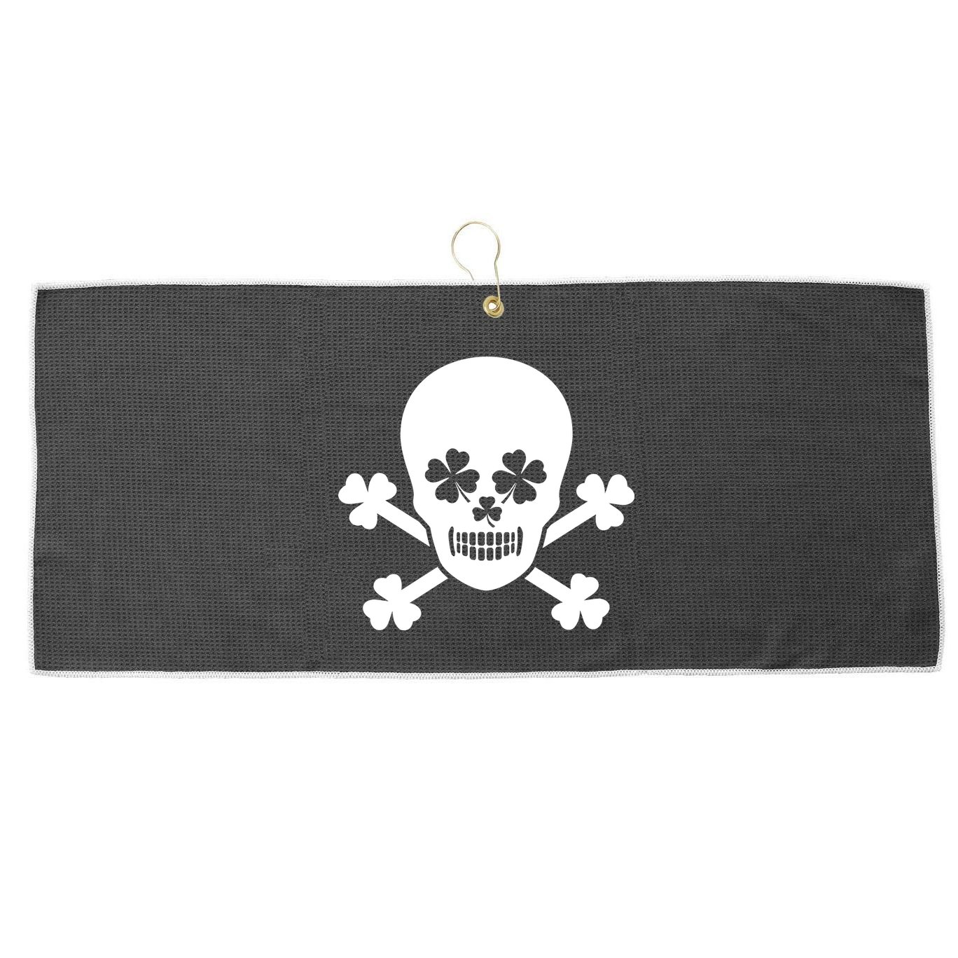 Irish Shamrock Skull Large Microfiber Waffle Golf Towel