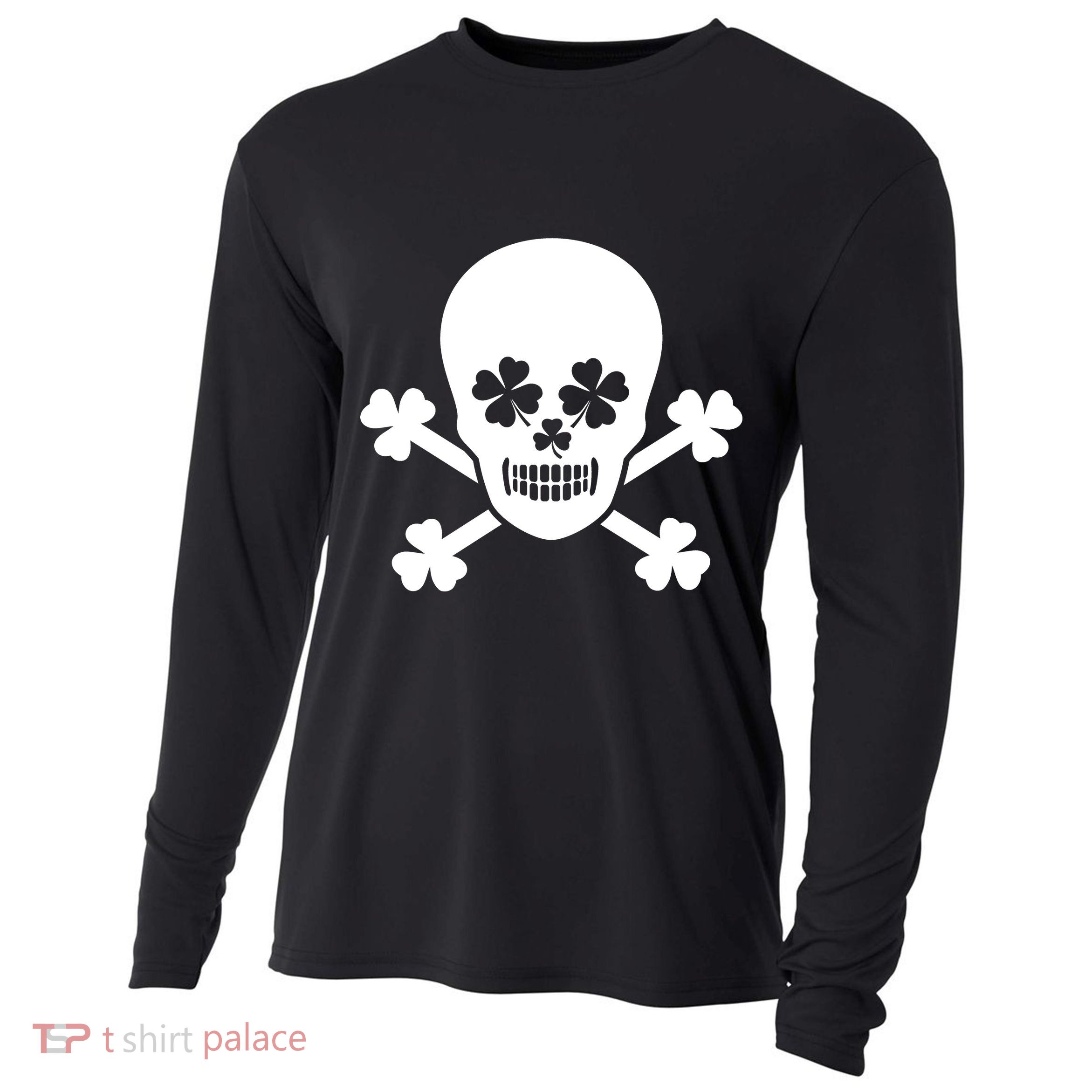 Irish Shamrock Skull Cooling Performance Long Sleeve Crew