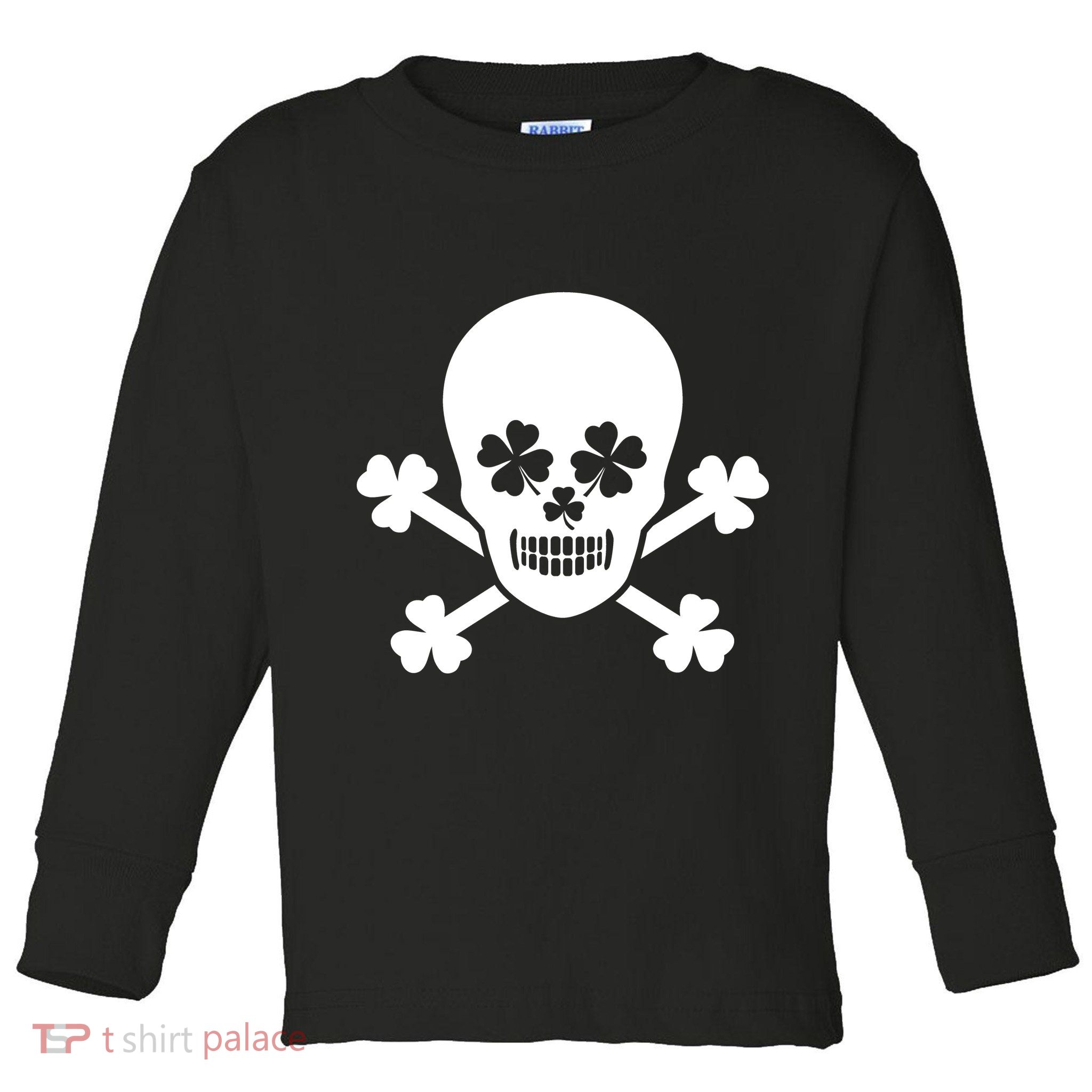 Irish Shamrock Skull Toddler Long Sleeve Shirt