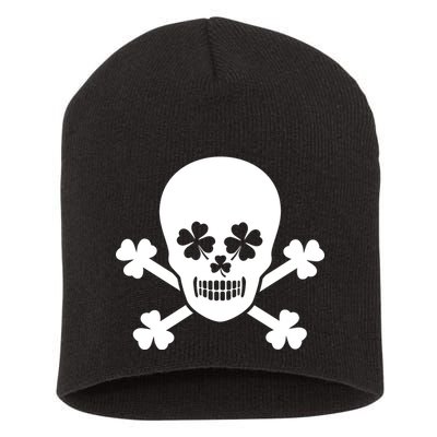Irish Shamrock Skull Short Acrylic Beanie