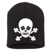 Irish Shamrock Skull Short Acrylic Beanie