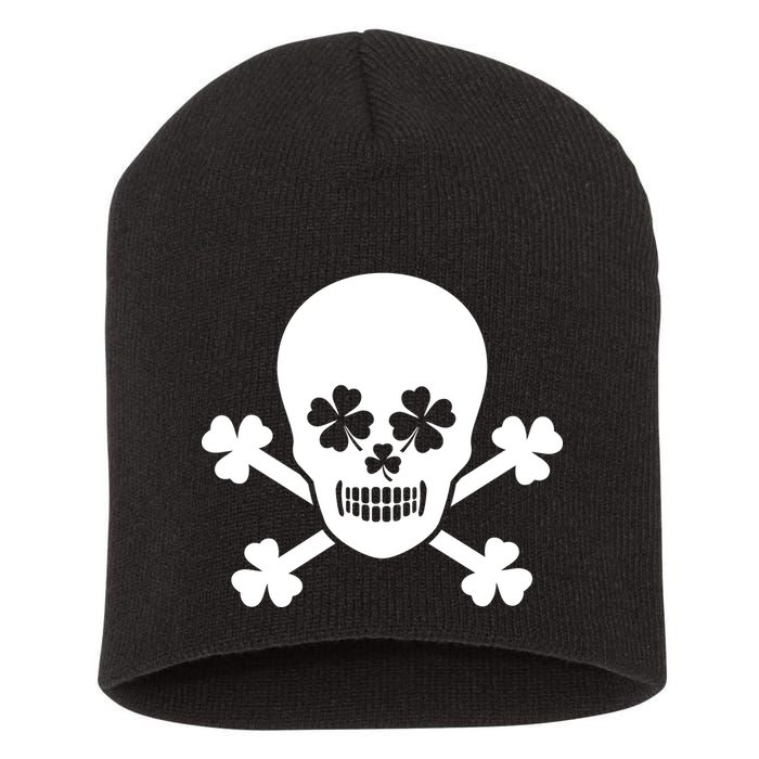 Irish Shamrock Skull Short Acrylic Beanie