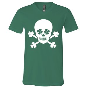 Irish Shamrock Skull V-Neck T-Shirt