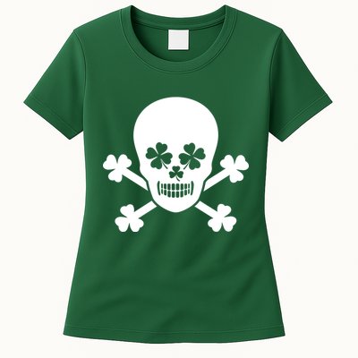 Irish Shamrock Skull Womens T-Shirt