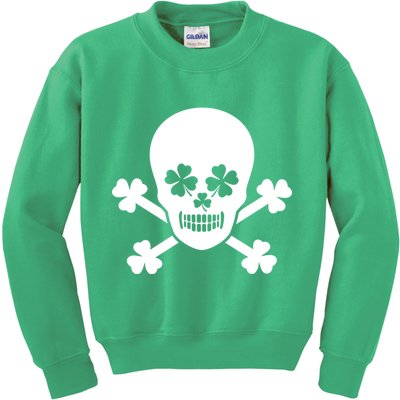 Irish Shamrock Skull Kids Sweatshirt