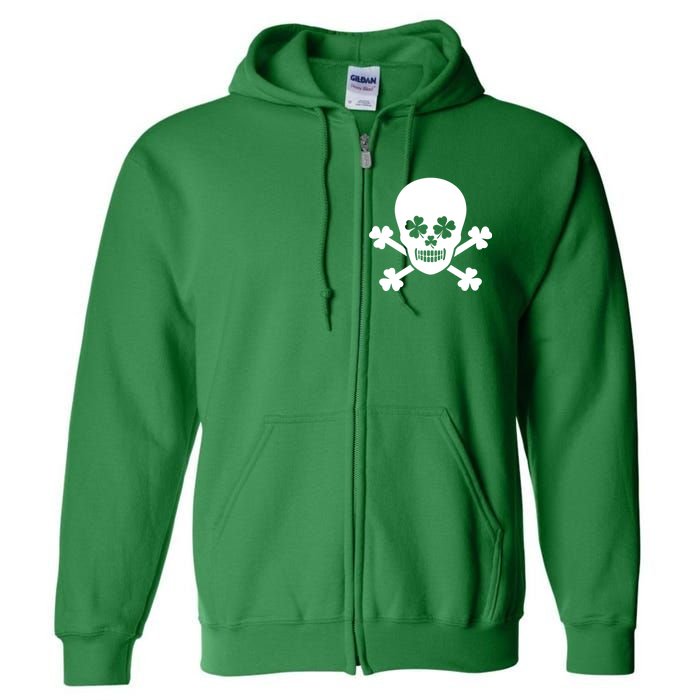 Irish Shamrock Skull Full Zip Hoodie