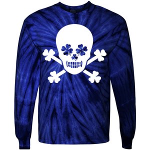 Irish Shamrock Skull Tie-Dye Long Sleeve Shirt