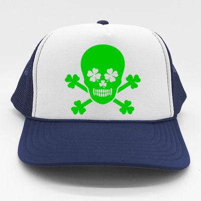 Irish Shamrock Skull Trucker Hat