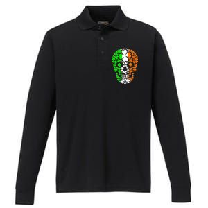 Irish Skull Ireland Clover Performance Long Sleeve Polo