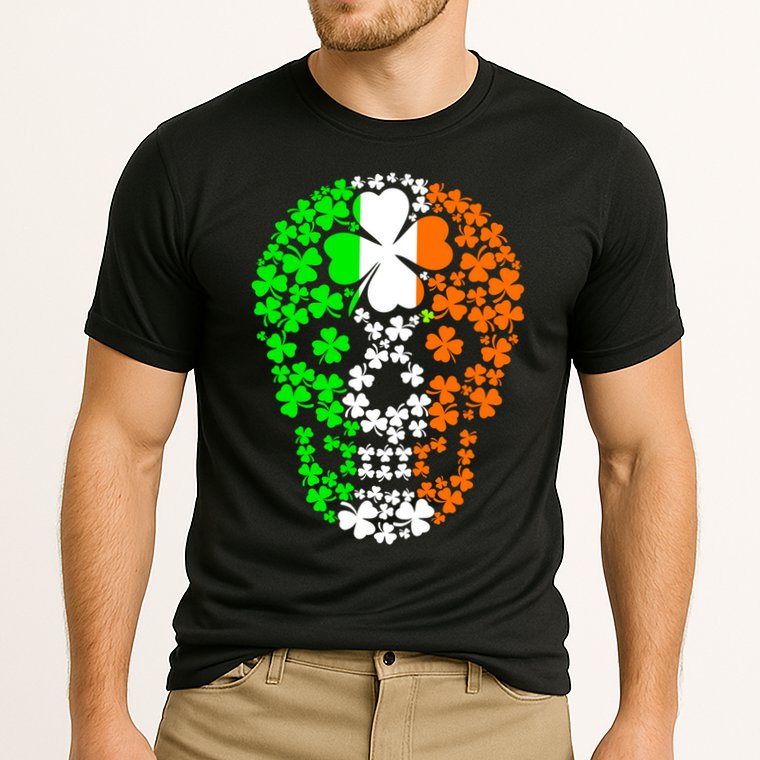 Irish Skull Ireland Clover Performance Shirt