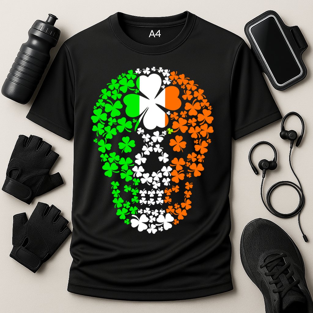 Irish Skull Ireland Clover Performance Shirt