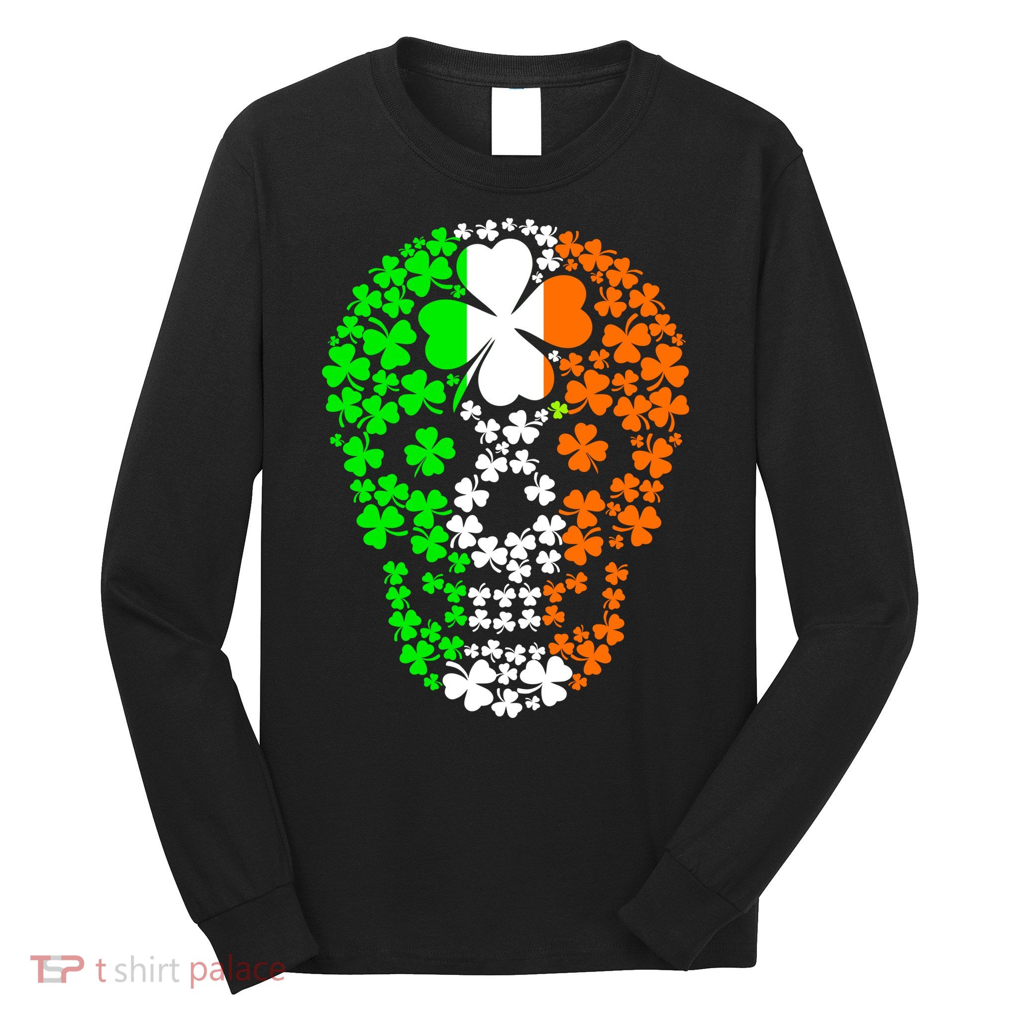 Irish Skull Ireland Clover Long Sleeve Shirt