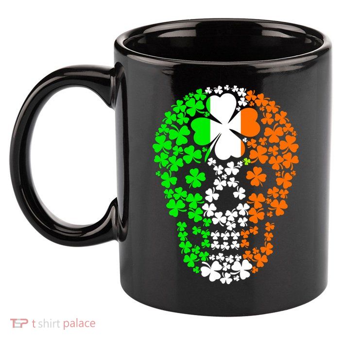 Irish Skull Ireland Clover 11oz C Handle Ceramic Mug